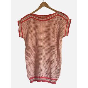 Blugirl Blumarine 100% Cotton Pink Gold Metallic Open Knit Top  - Italy